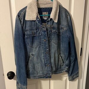Old Navy Denim Jacket with White Sherpa Collar